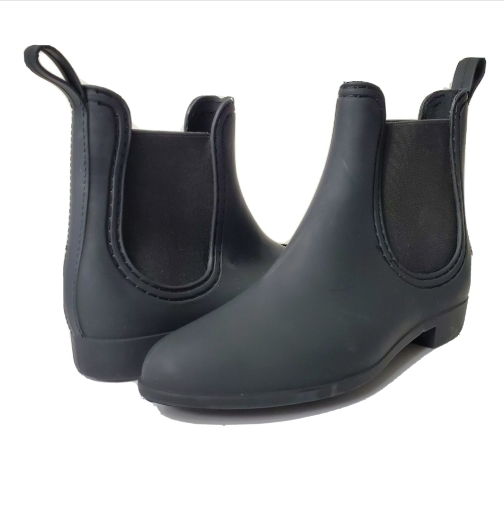 NEW Jeffrey Campbell Play Chelsea Black Ankle Rain Boots
